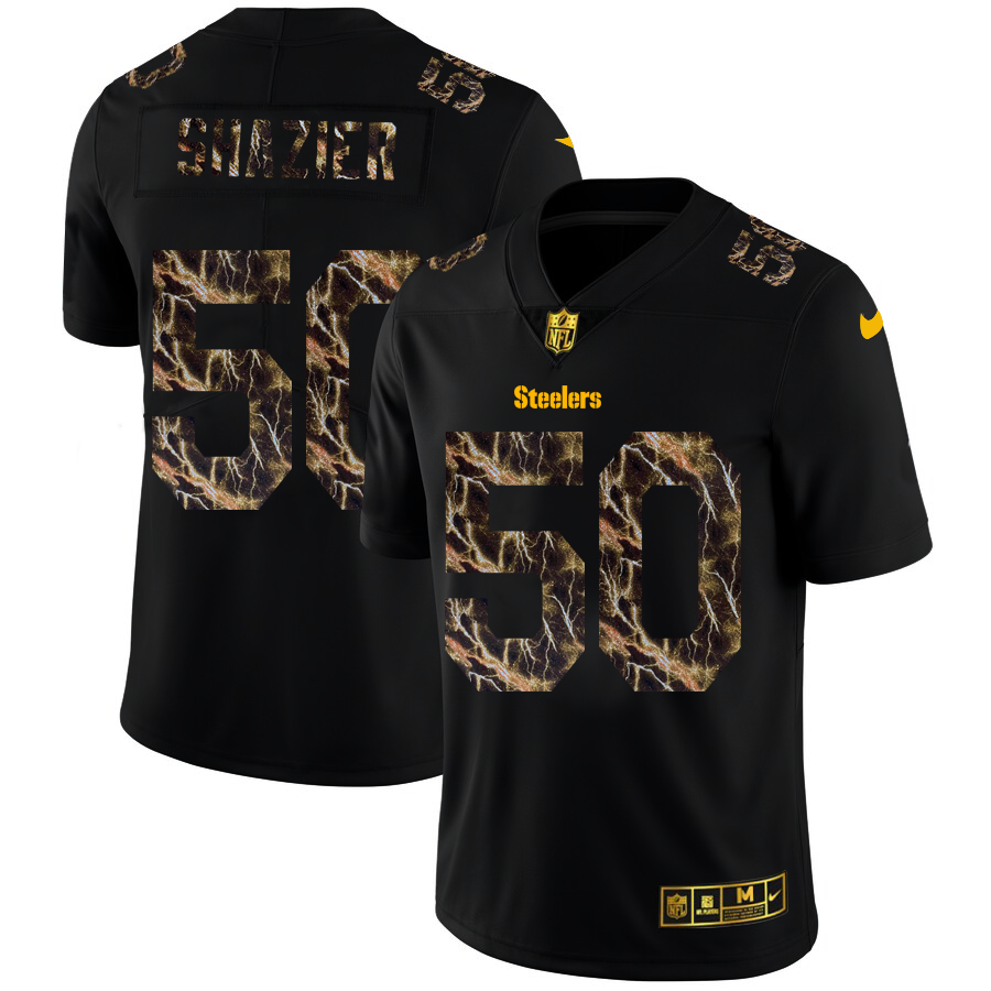 2020 Pittsburgh Steelers #50 Ryan Shazier Men Black Nike Flocked Lightning Vapor Limited NFL Jersey